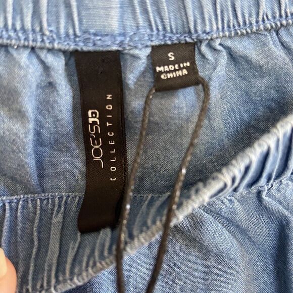 Joe’s Jeans Off The Shoulder Blue Chambray Blouse Crochet Trim Size Small - Picture 5 of 10